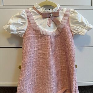 SHEIN Pink and White Ruffled Dress